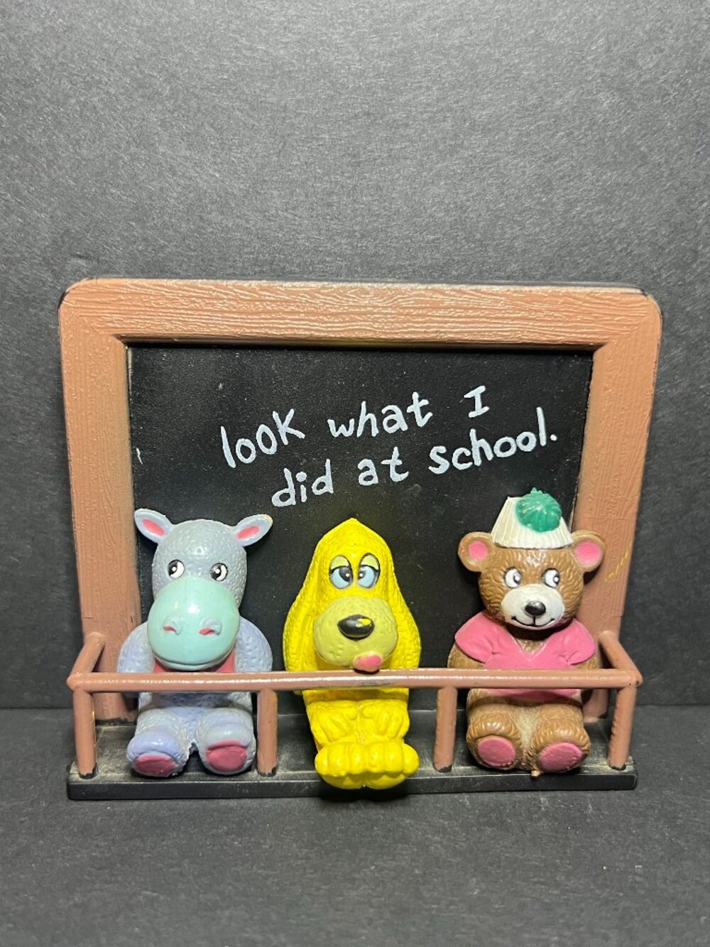 VTG Nobel Hall Animals Chalkboard Shelf Hippo Dog & Bear Refrigerator Magnet Set
